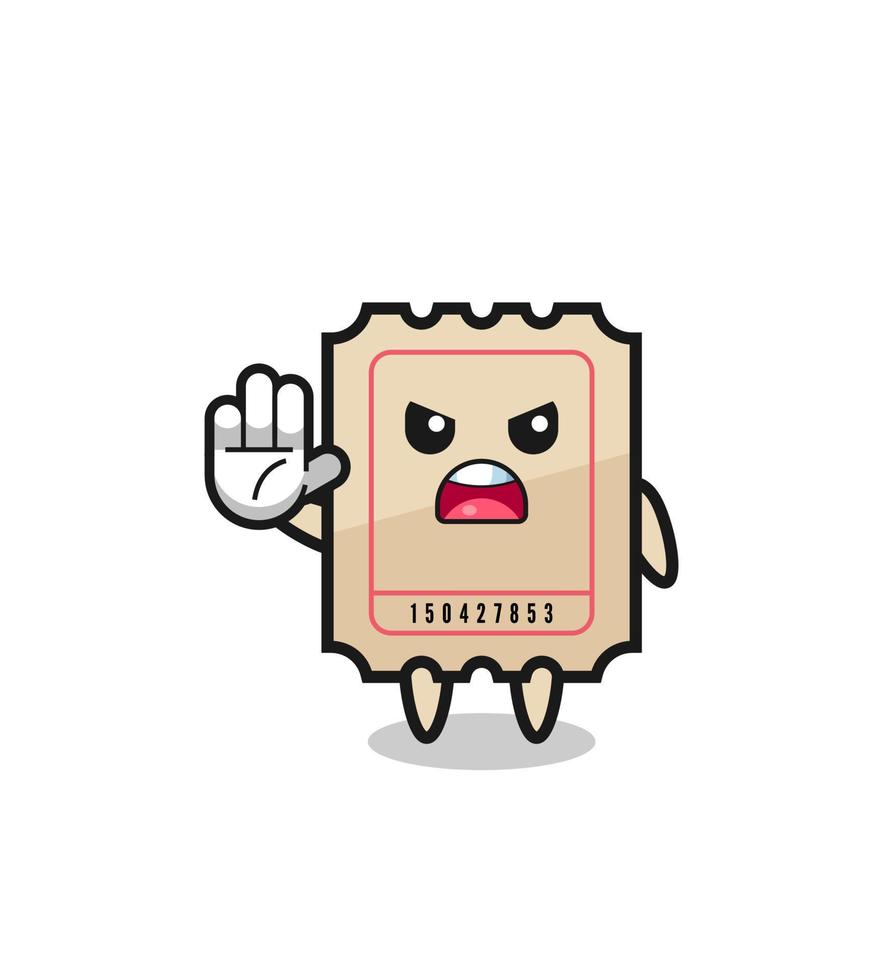 ticket character doing stop gesture vector