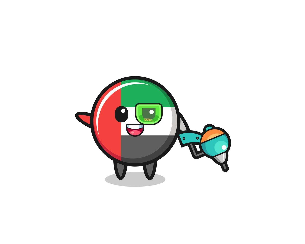 uae flag cartoon as future warrior mascot vector