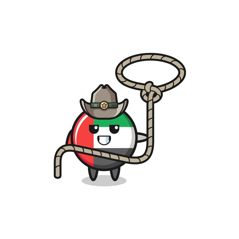 el vaquero de la bandera de los emiratos árabes unidos con cuerda de lazo vector