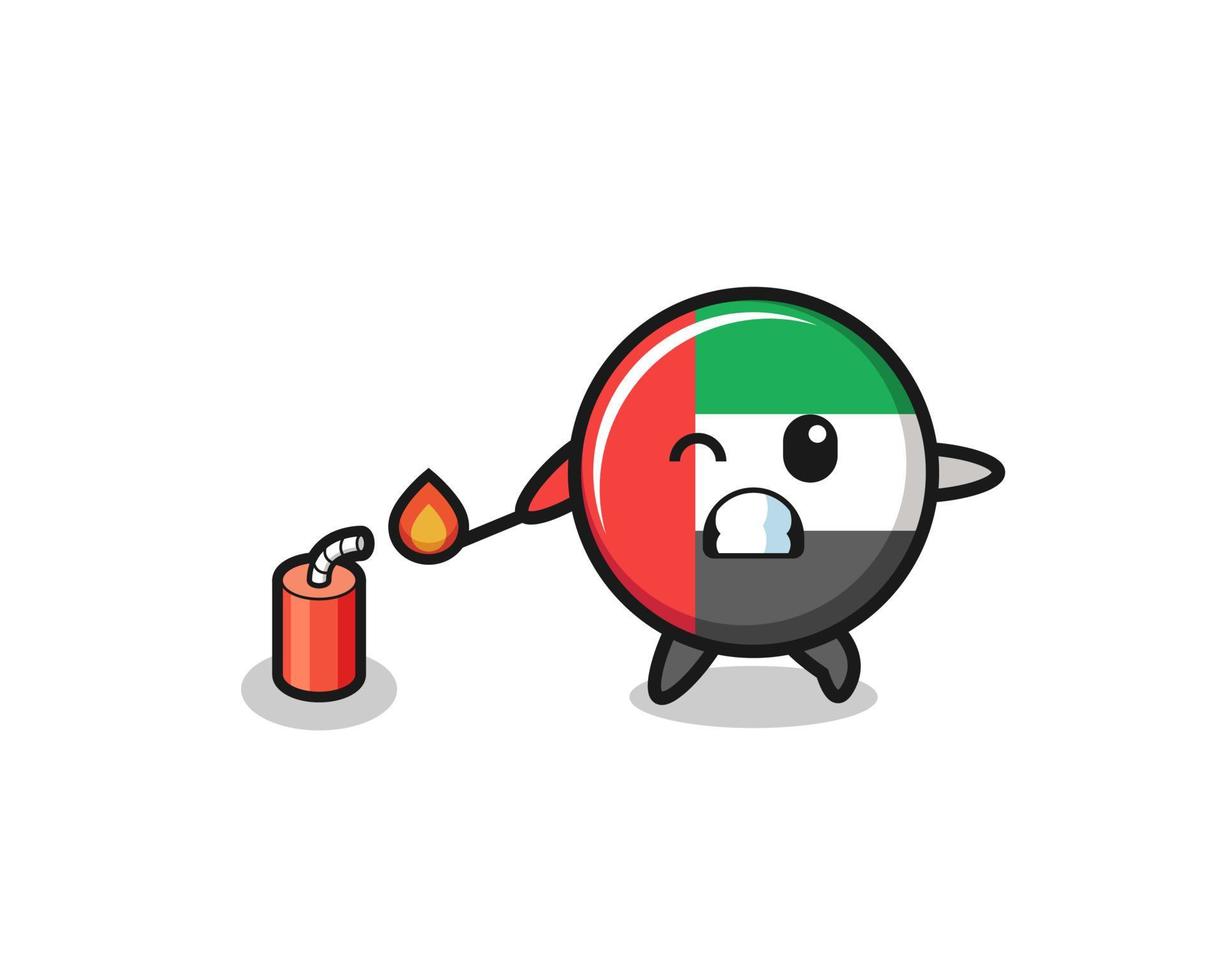 ilustración de la mascota de la bandera de los emiratos árabes unidos jugando petardo vector