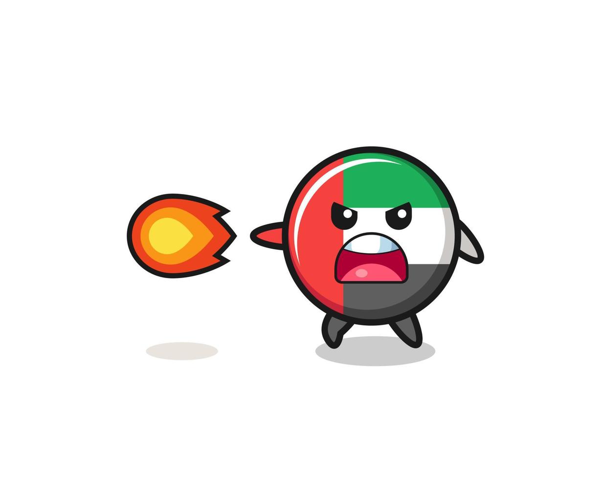 cute uae flag mascot is shooting fire power vector