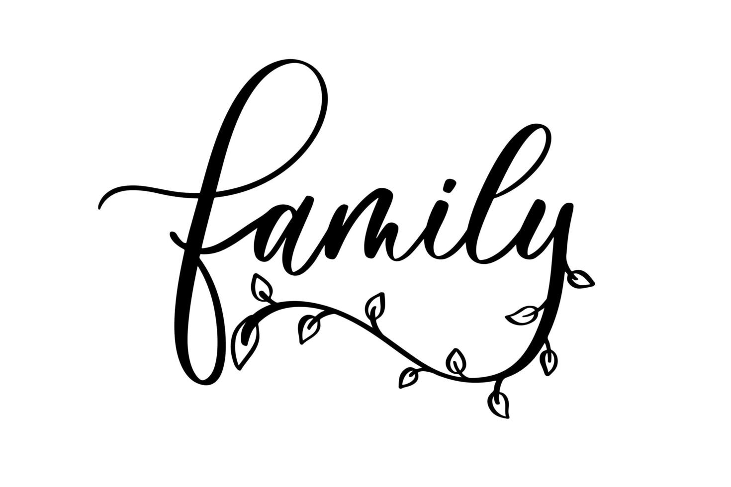 Family vector calligraphic inscription with smooth lines. Minimalistic hand lettering illustration.