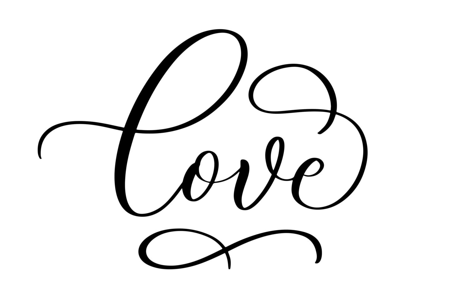 Love. Continuous lettering line script cursive inscription for poster, card, banner valentine day, wedding, tee, t shirt. vector