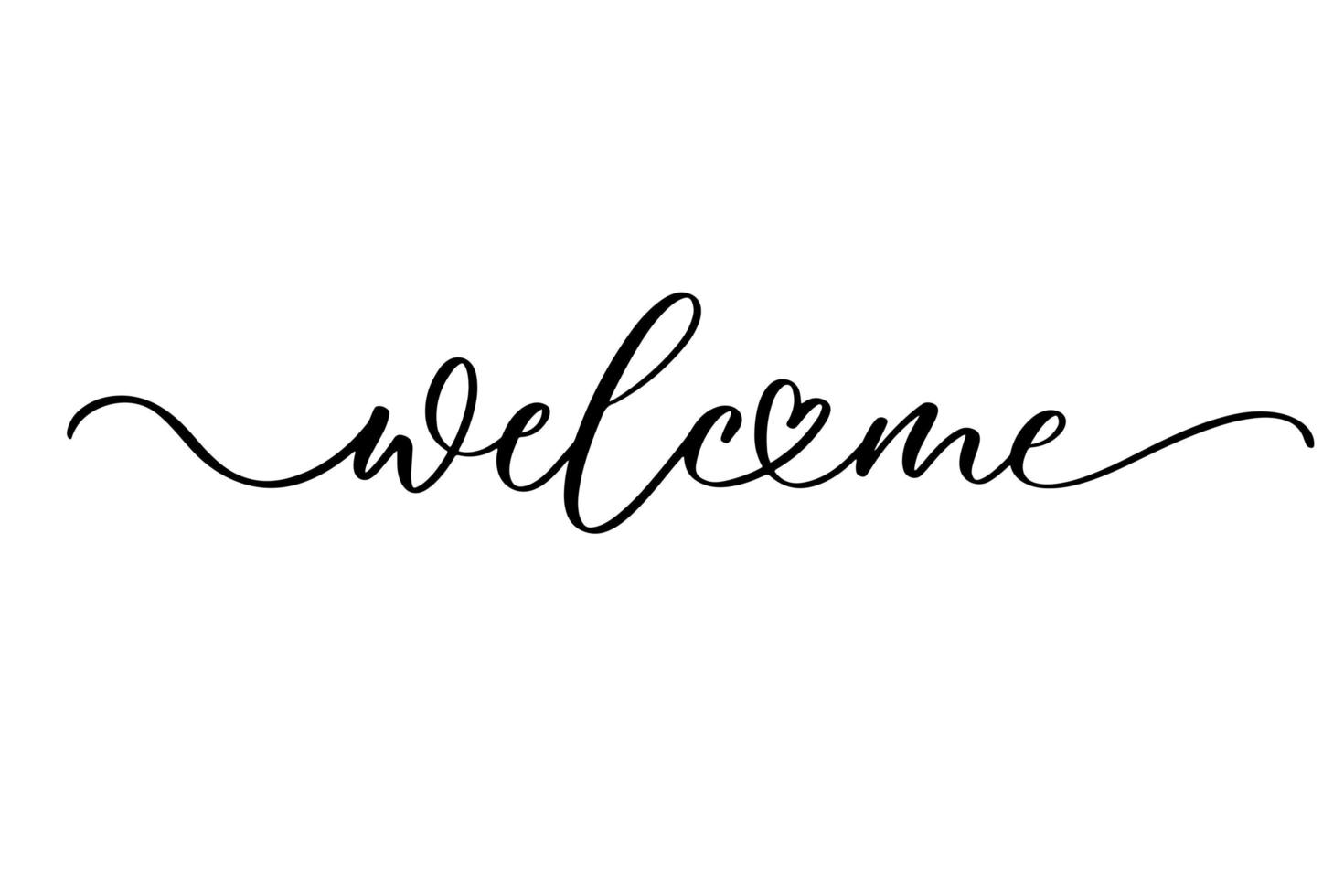 Welcome - calligraphic inscription with smooth lines. vector