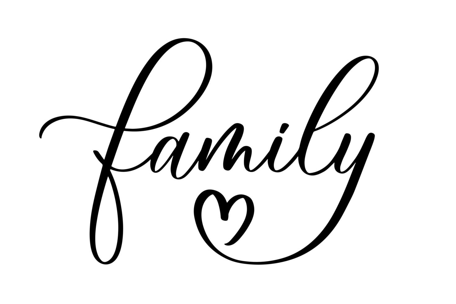 Family vector calligraphic inscription with smooth lines. Minimalistic hand lettering illustration.