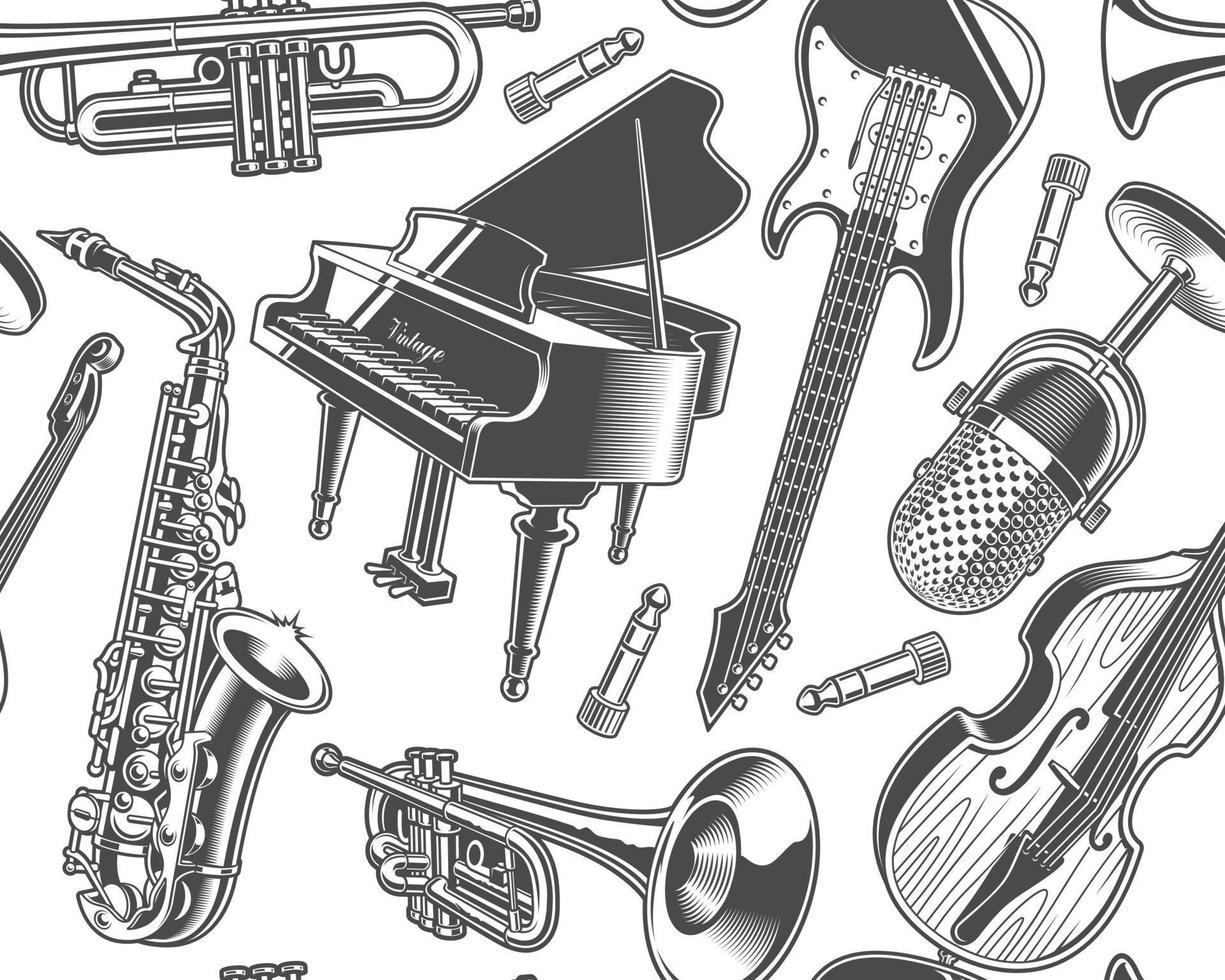 Musical seamless background vector