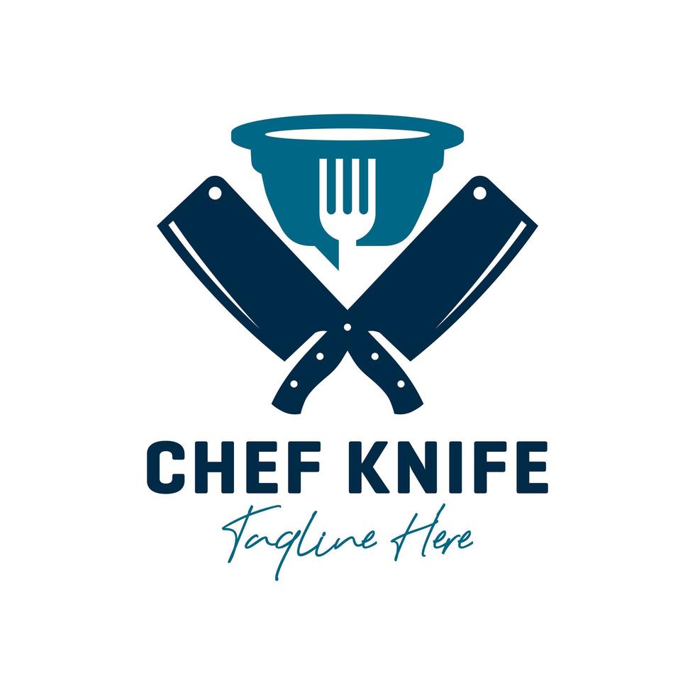 diseño de logotipo de ilustración de inspiración de cuchillo de chef vector