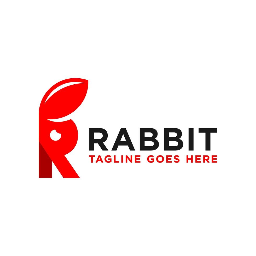 rabbit inspiration illustration logo with letter R vector