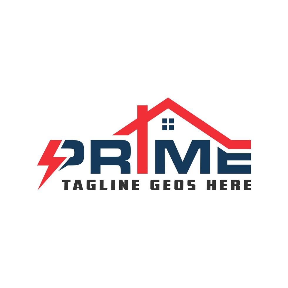 electric house building construction logo with prime vector