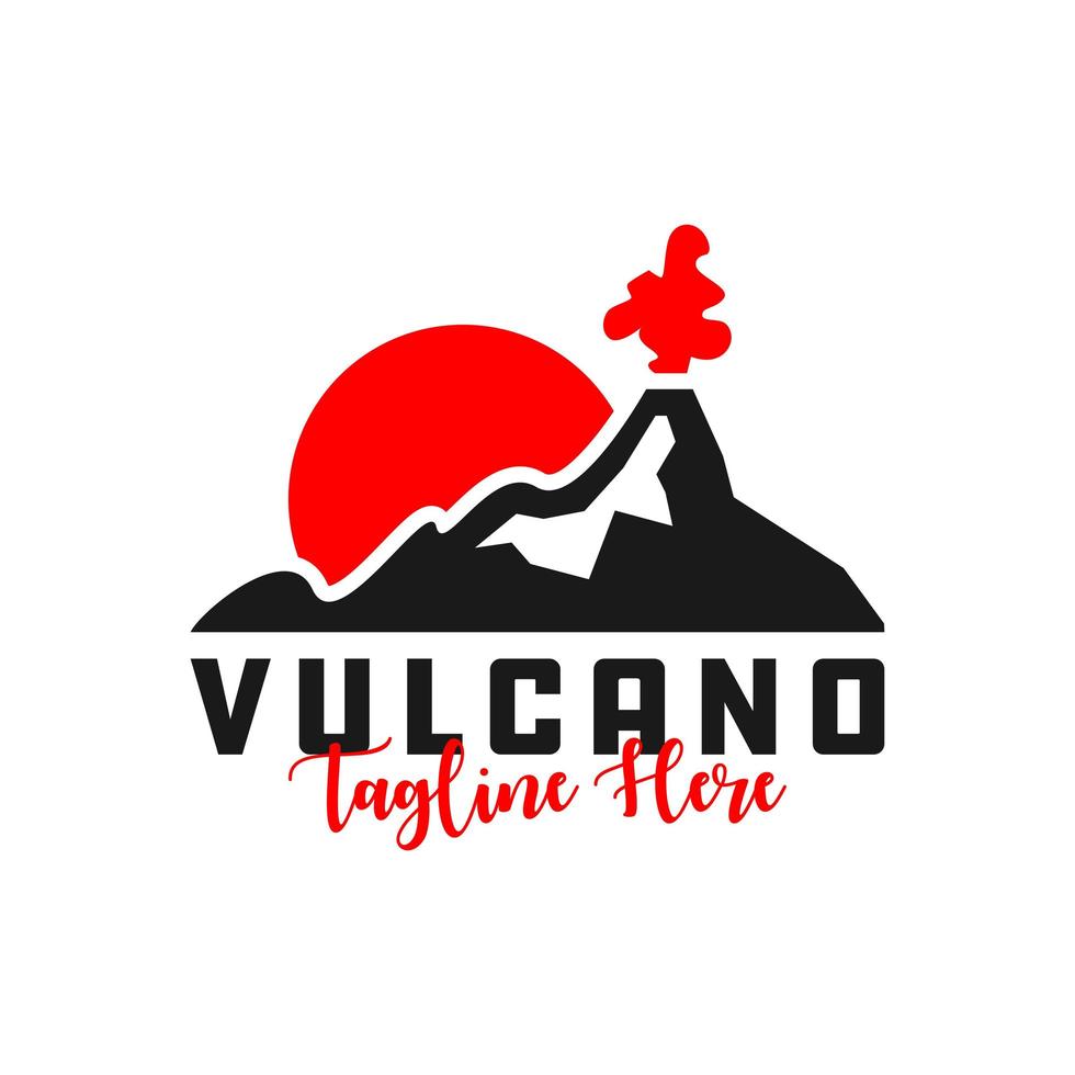 diseño de logotipo de ilustración de inspiración de volcán en erupción vector