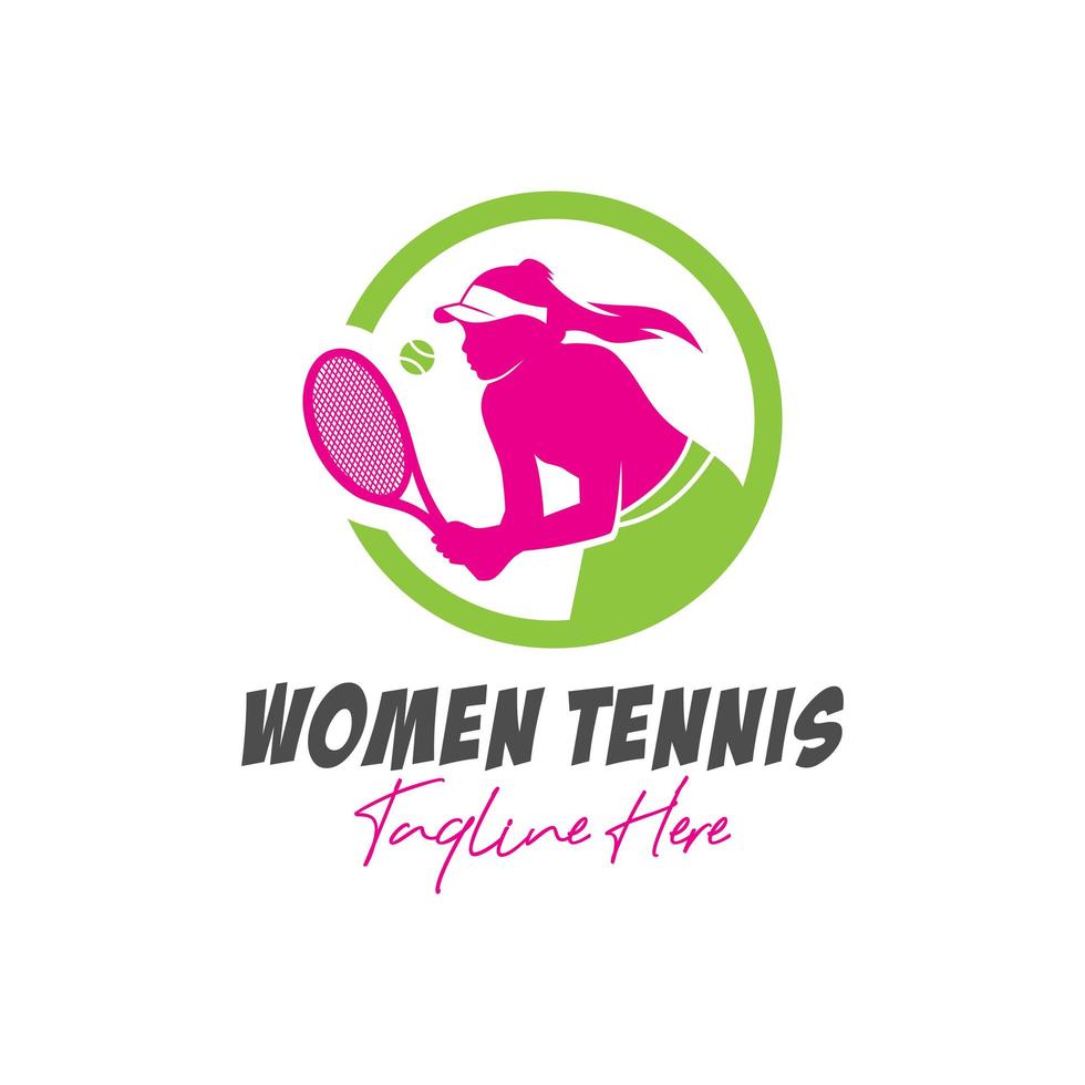 logotipo de ilustración de inspiración deportiva de tenis femenino vector