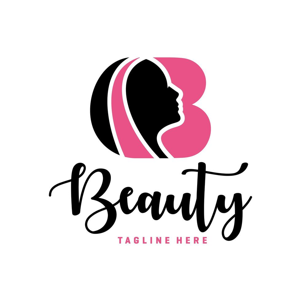 beauty salon inspiration illustration logo with letter B vector