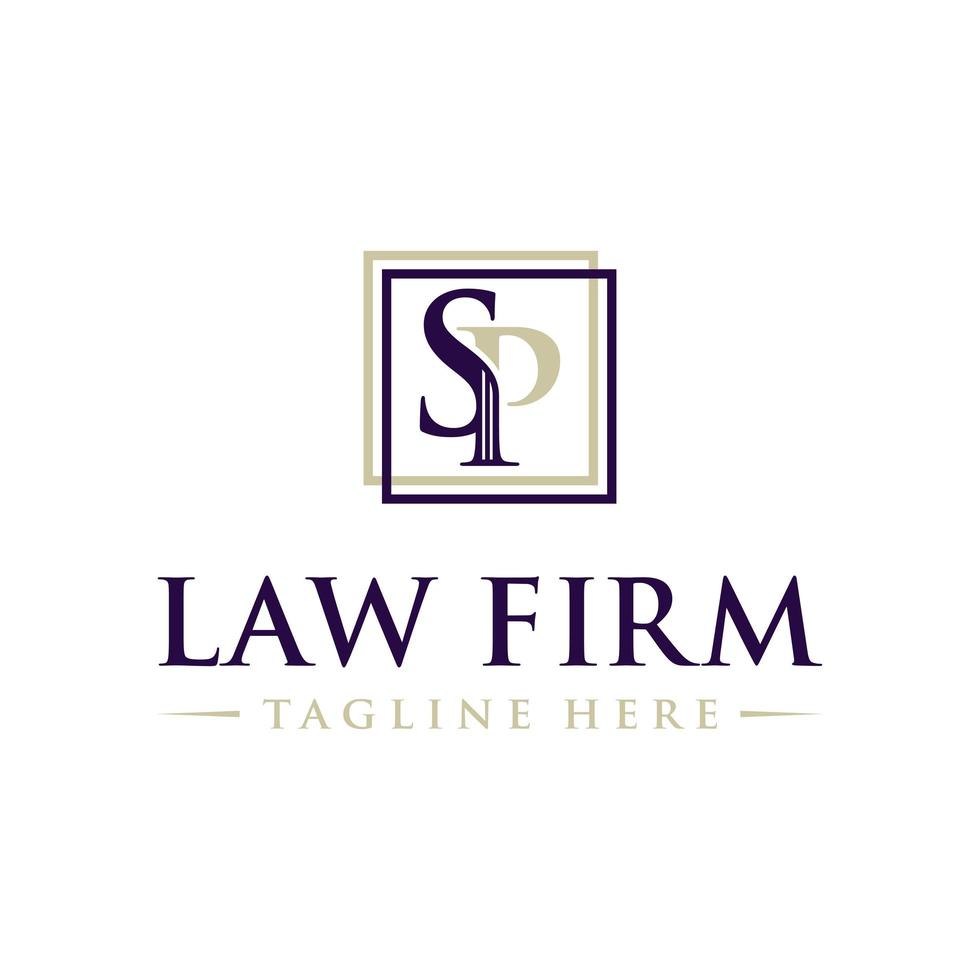 legal service and lawyer illustration logo with the initials PS or SP vector