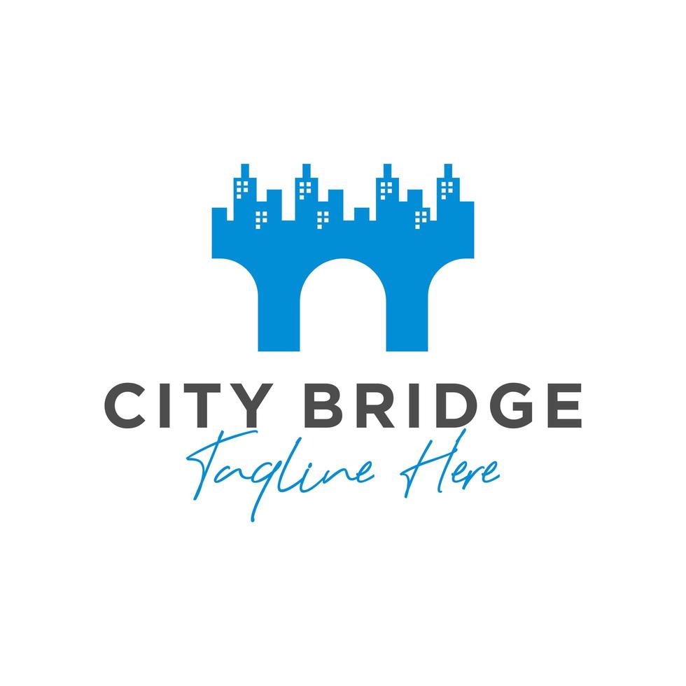 diseño de logotipo de ilustración de inspiración de puente de ciudad vector