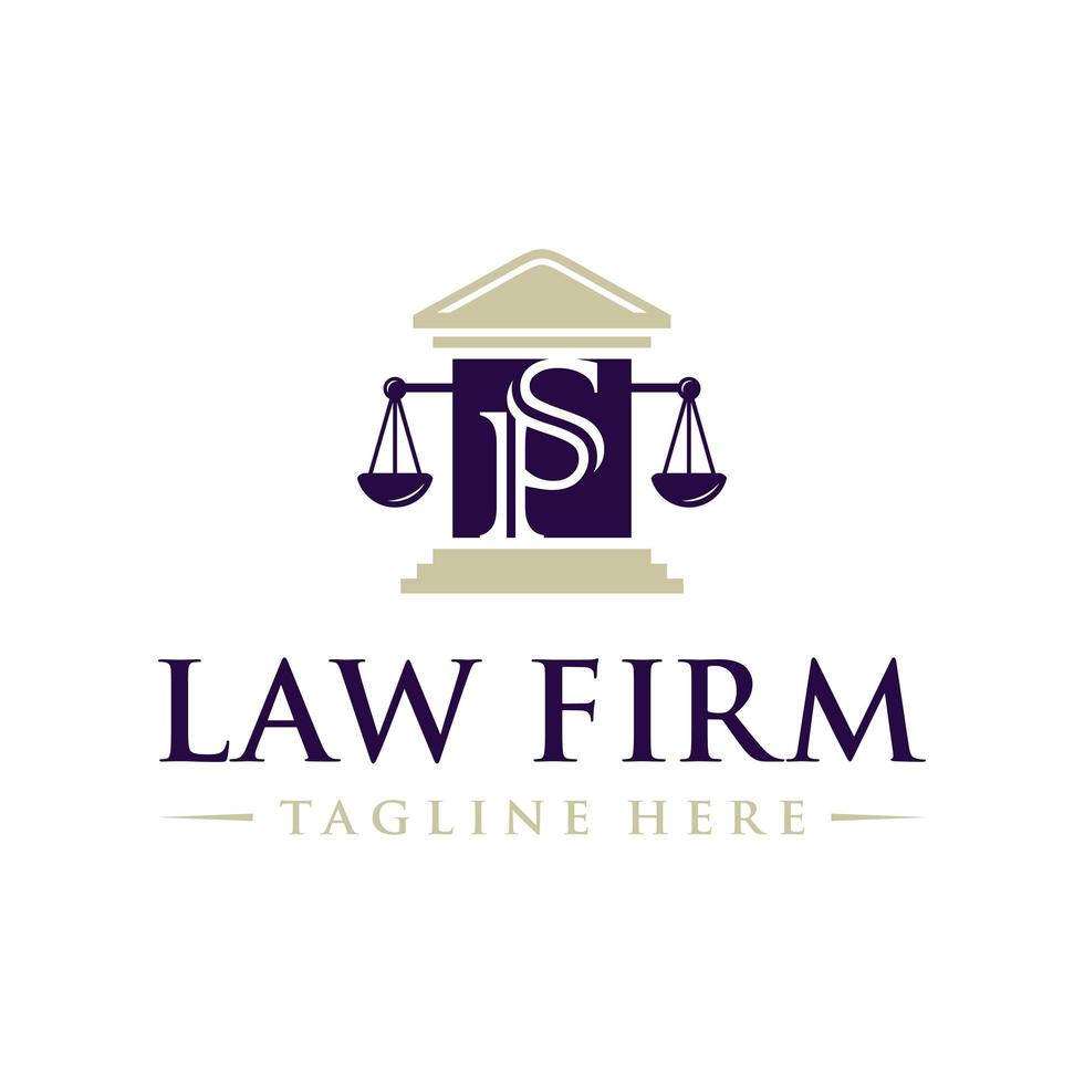 legal service and lawyer illustration logo with the initials PS or SP vector