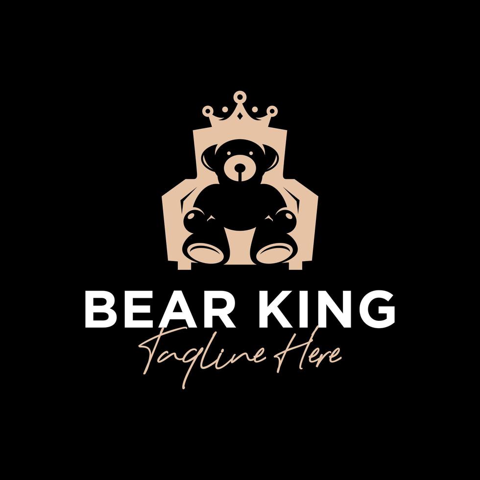 oso rey silla inspiración ilustración logo vector