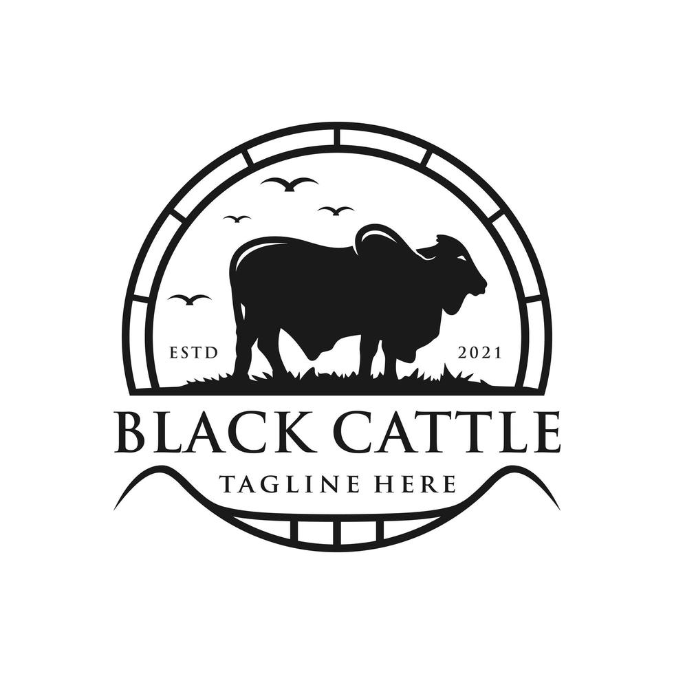 vintage logo brahman cattle farm inspiration illustration vector