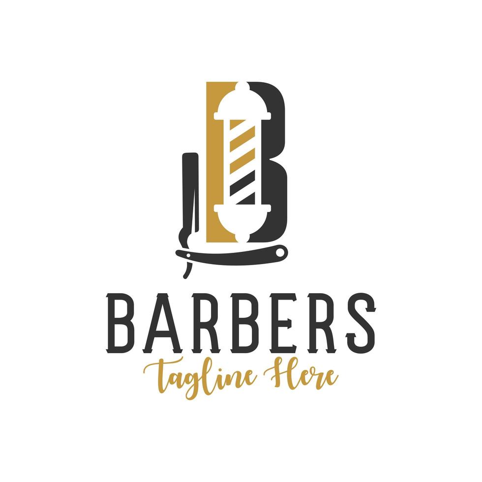 barbershop inspiration illustration logo with letter B vector