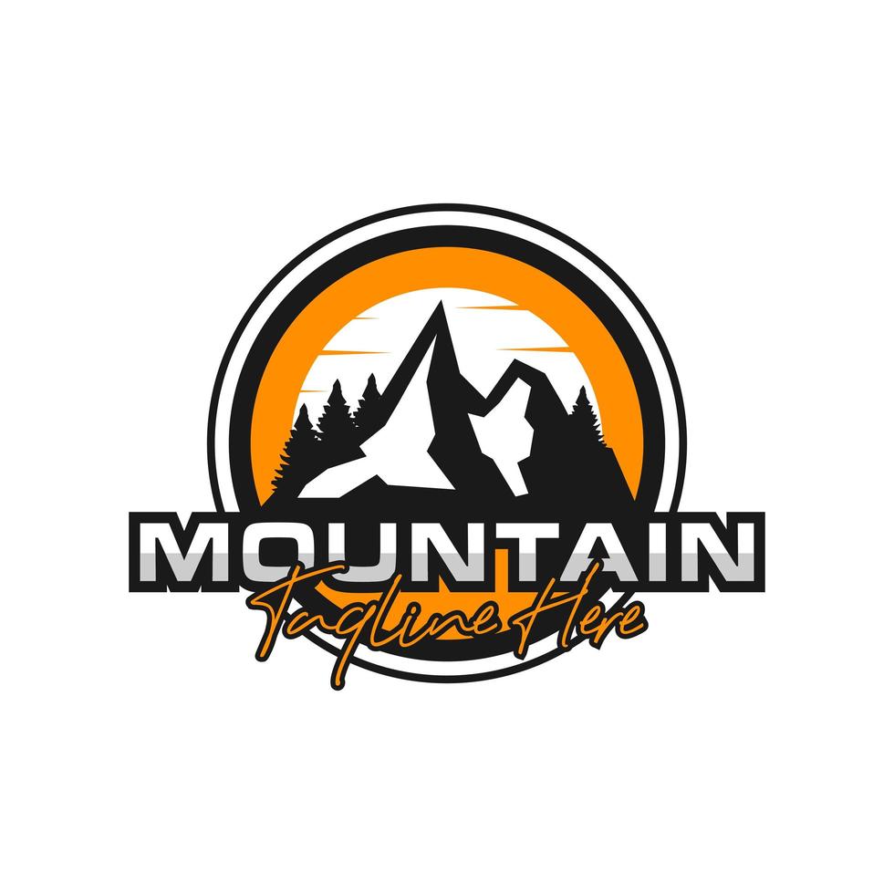 mountain climbing emblem illustration logo design vector