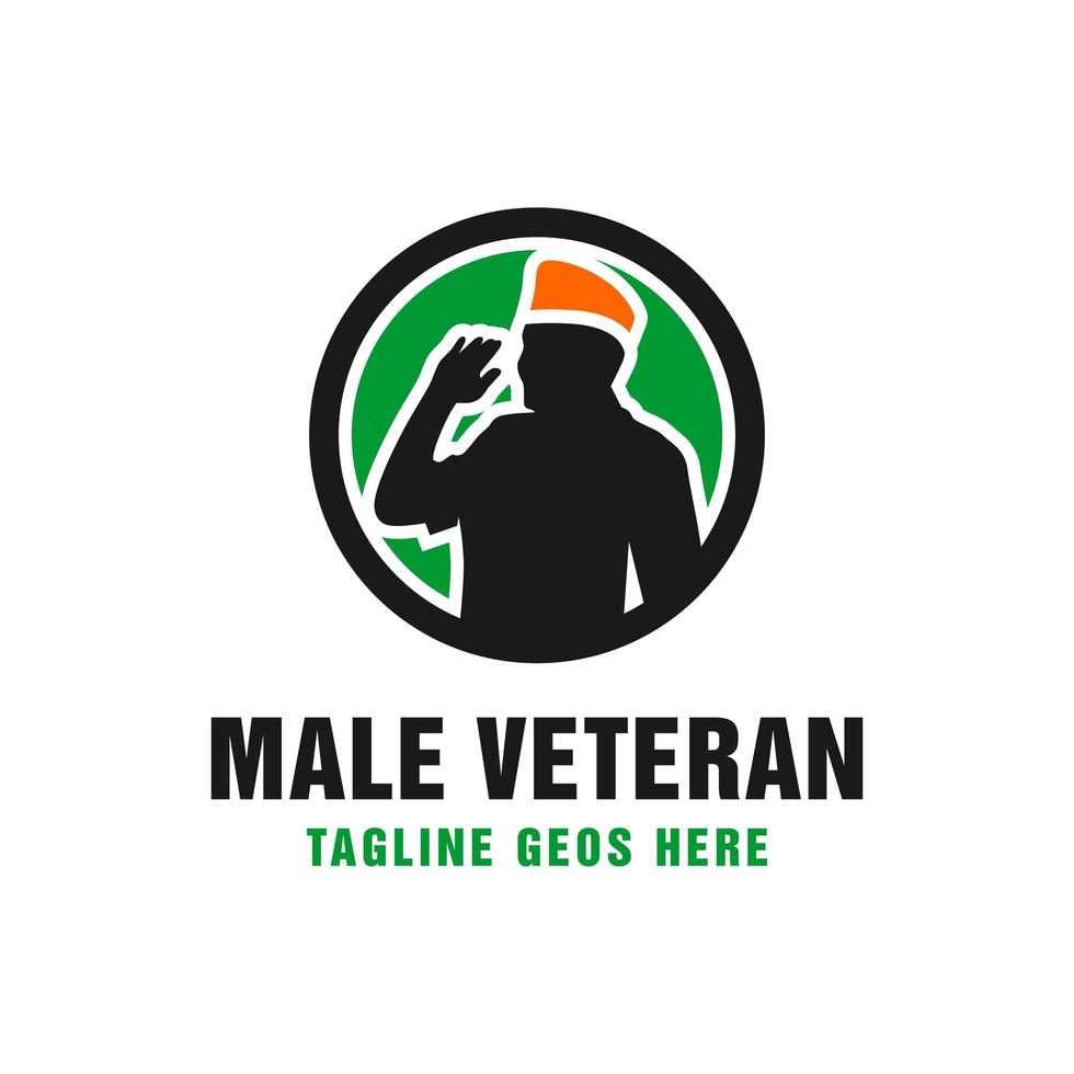 logotipo de ilustración de vector masculino veterano del ejército