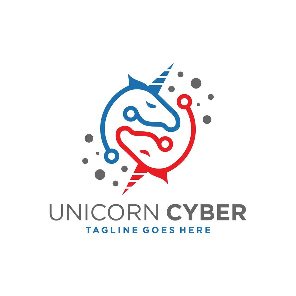 modern outline logo cyber unicorn illustration vector