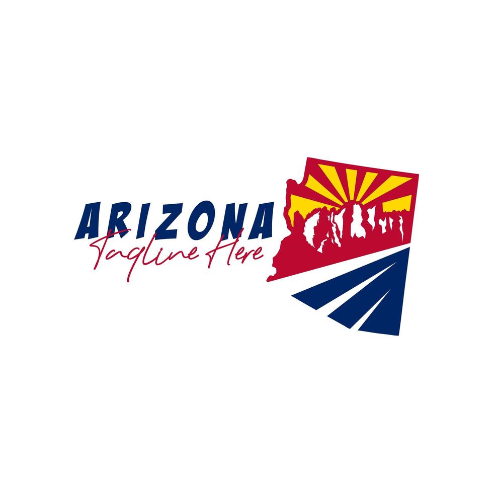 arizona desert mountain map inspiration illustration logo vector