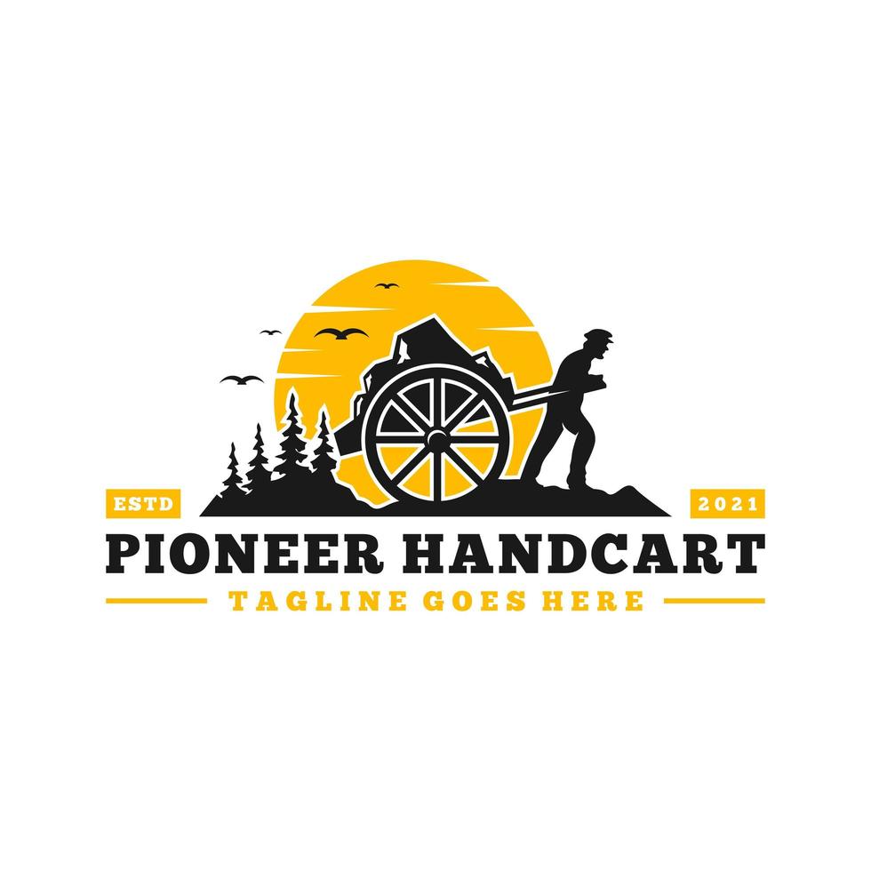 pioneer handcart inspiration illustration logo vector