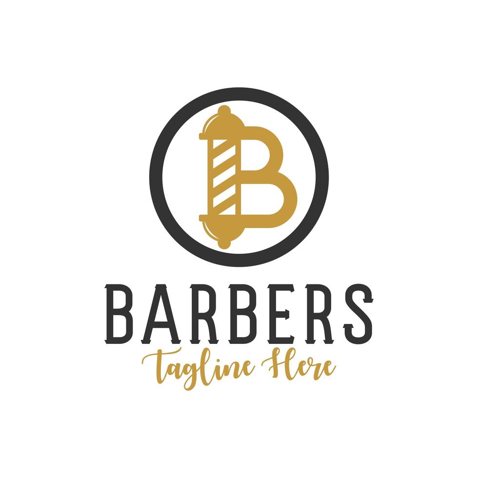 logotipo de ilustración de inspiración de barbería con letra b vector