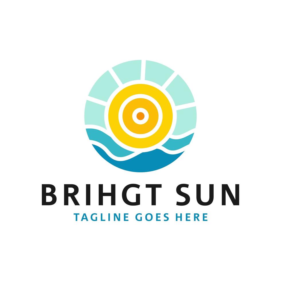 diseño de logotipo de ilustración de inspiración de sol de mar vector