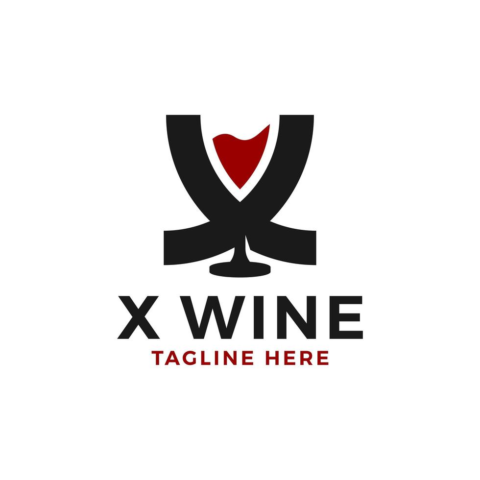 logotipo de ilustración de inspiración de vino tinto con letra x vector