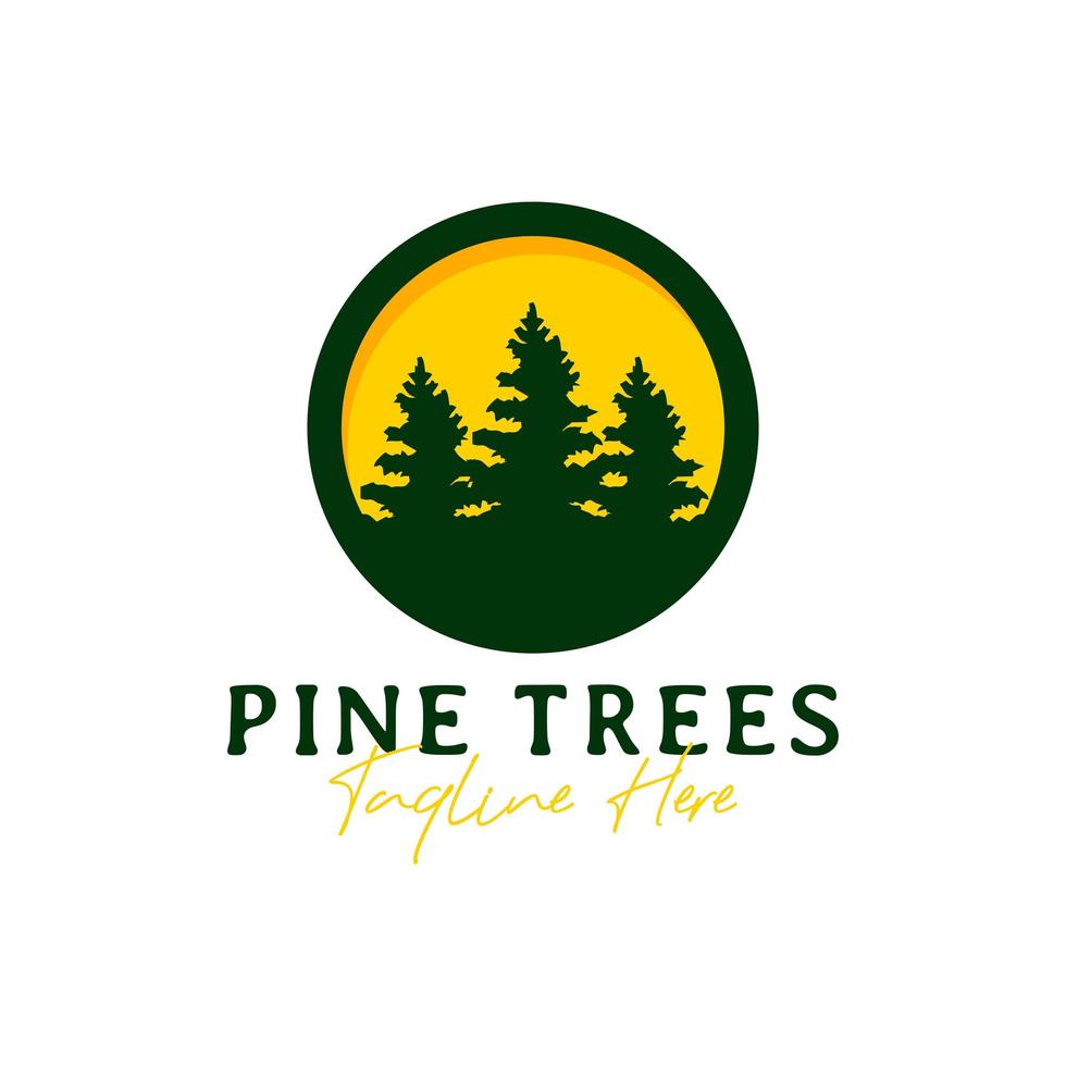 diseño de logotipo de ilustración de inspiración de bosque de pinos vector