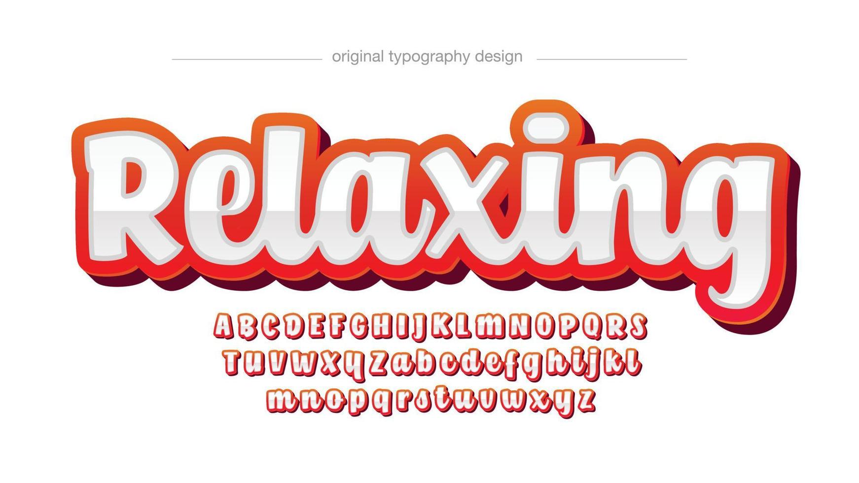 chrome cartoon with red outline 3d typography vector