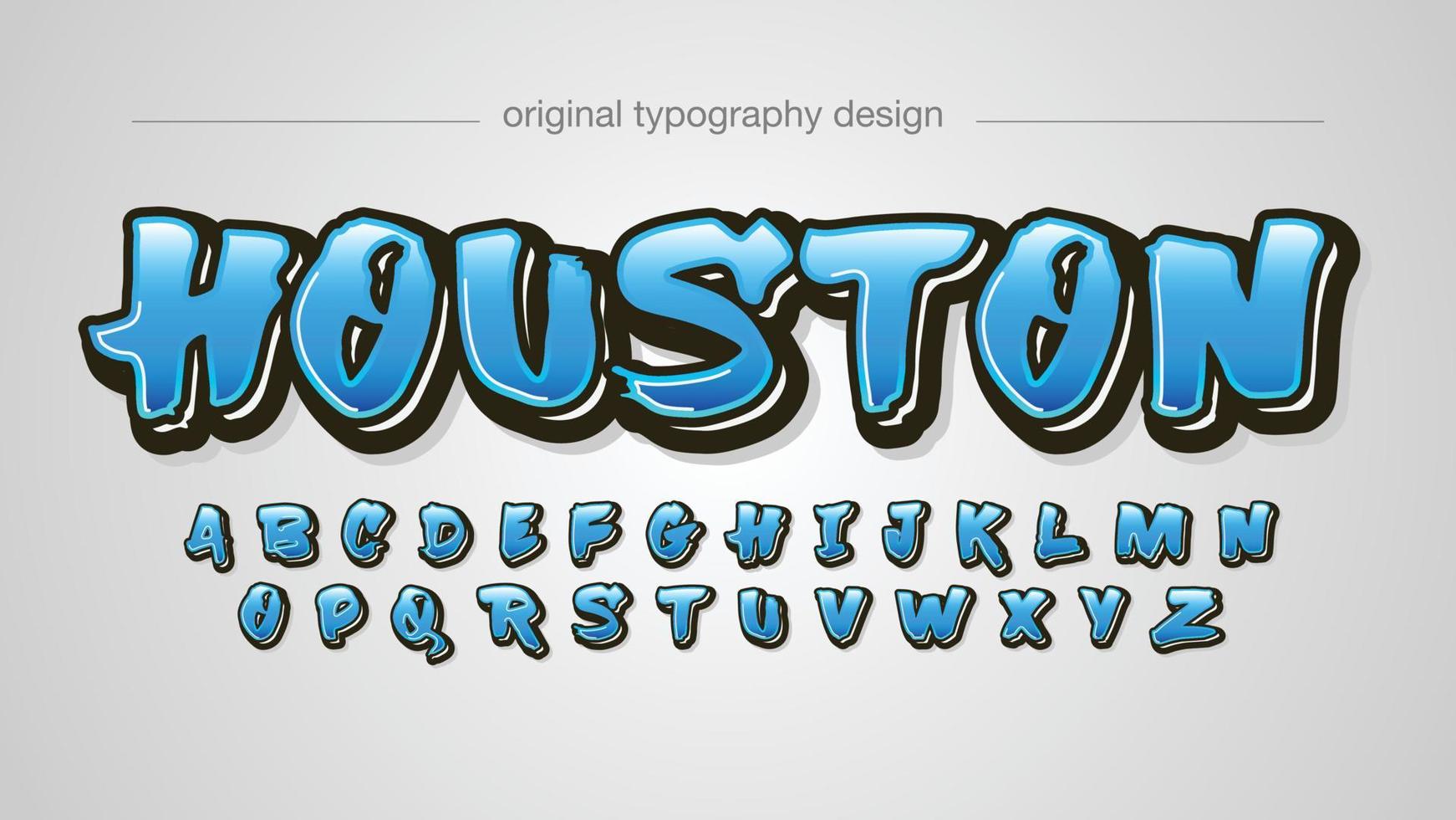 blue bold graffiti isolated letters vector
