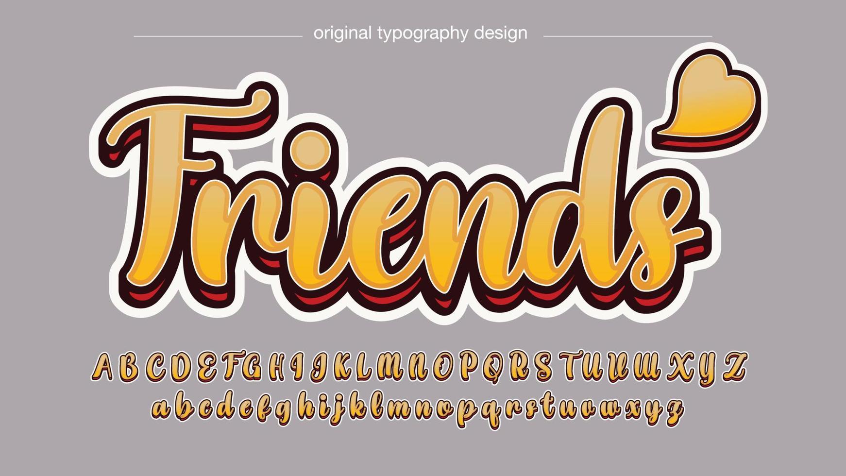 yellow 3d bold cursive elegant typography vector