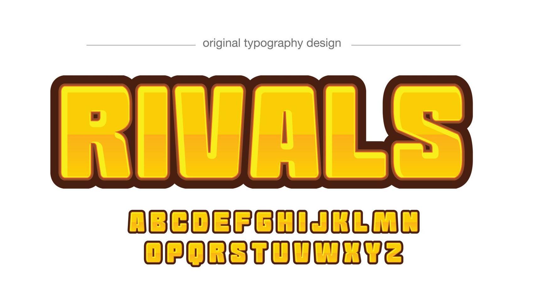 yellow glossy uppercase bold cartoon typography vector