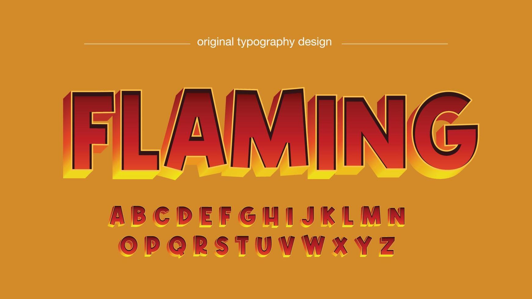 red flame fire 3d cartoon typography vector