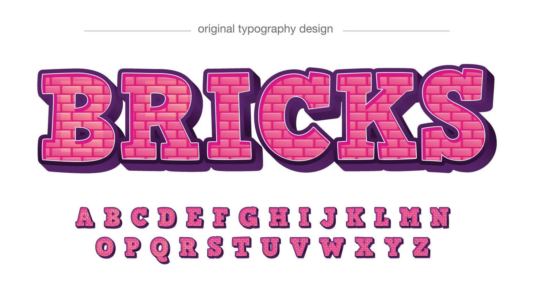 pink wall bricks pattern slab cartoon typography vector