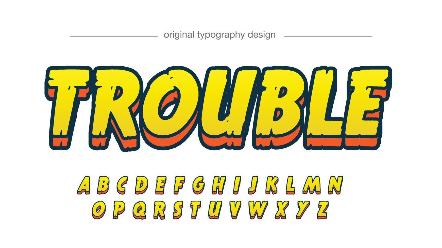 yellow and orange 3d cartoon display typography vector