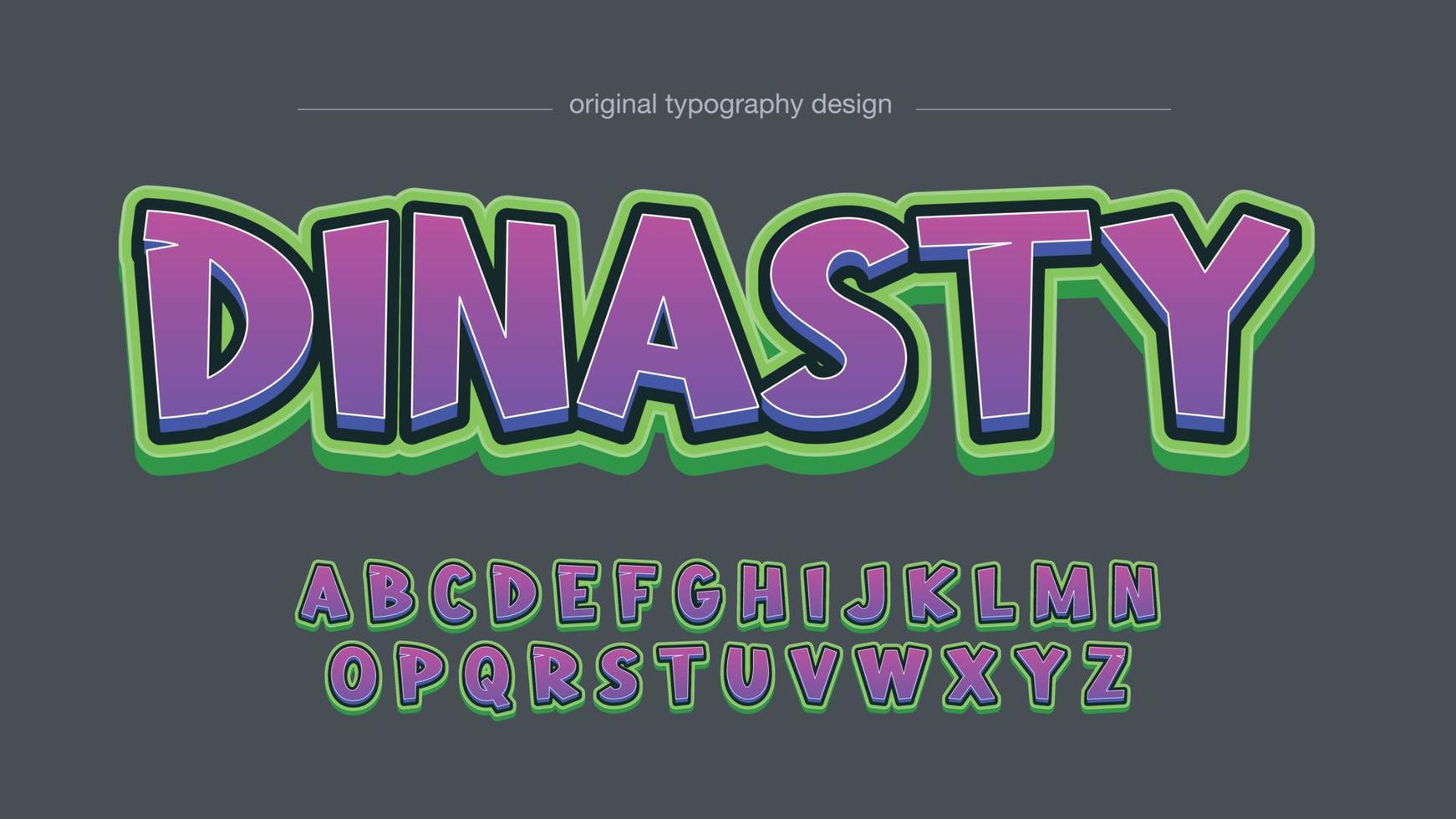 purple and green 3d cartoon typography vector