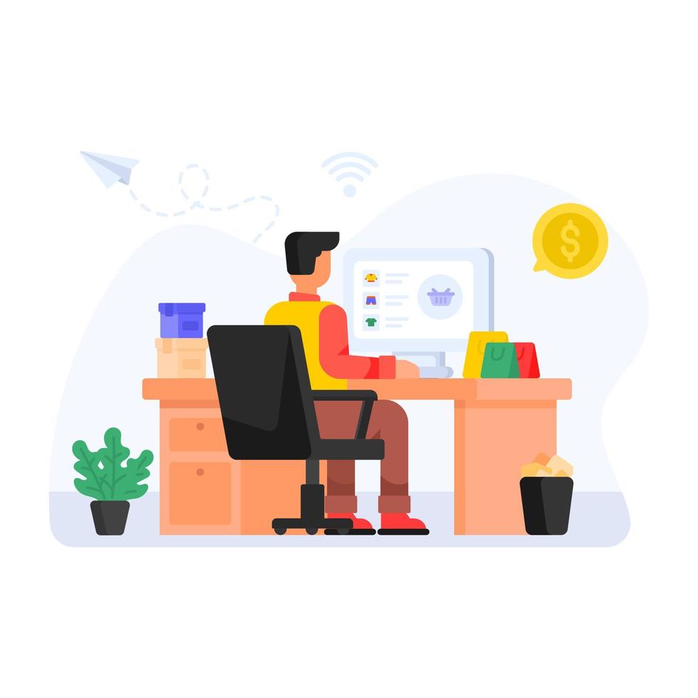 A shopping website illustration in flat design vector