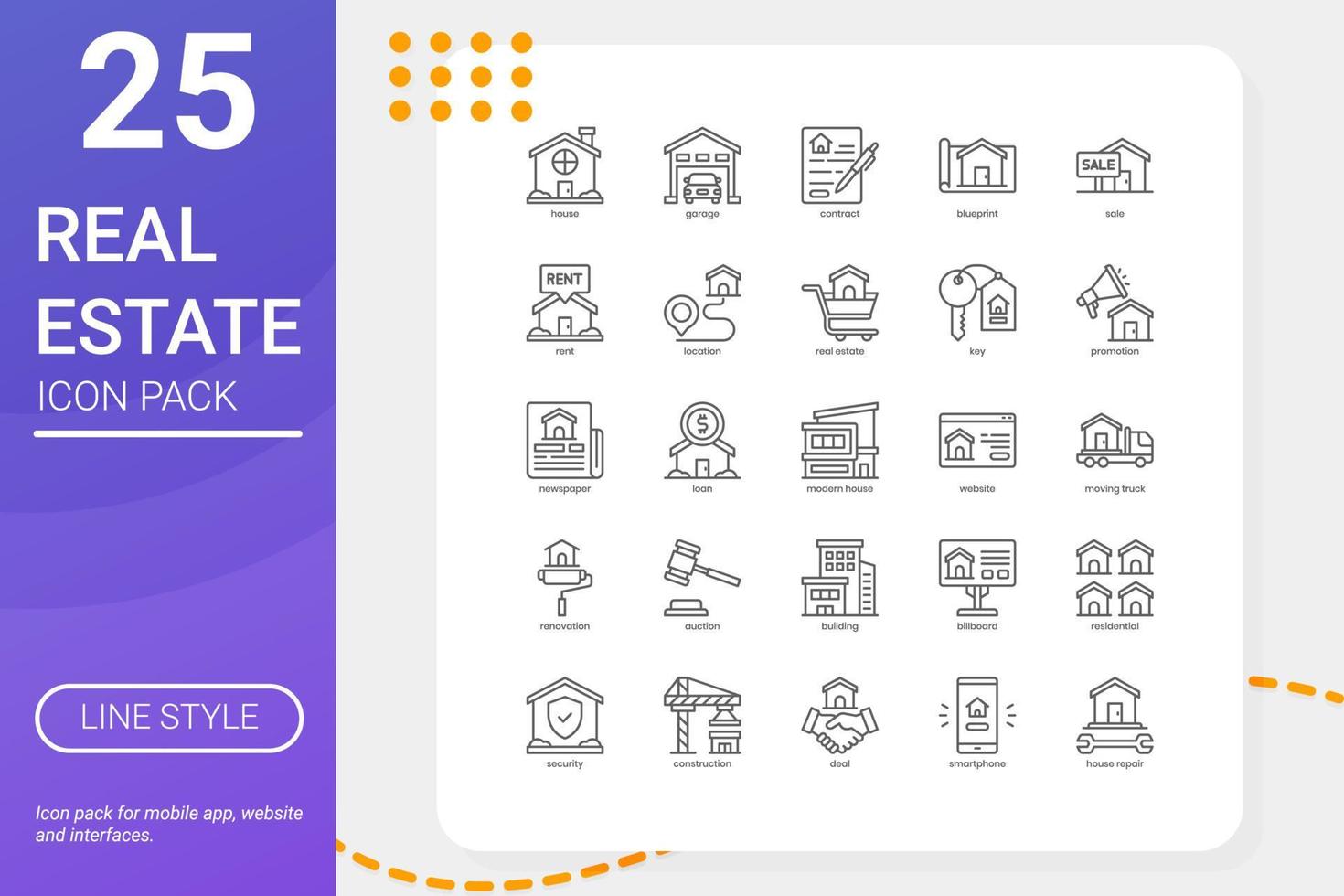 Real Estate icon pack for your website design, logo, app, UI. Real Estate icon outline design. Vector graphics illustration and editable stroke.