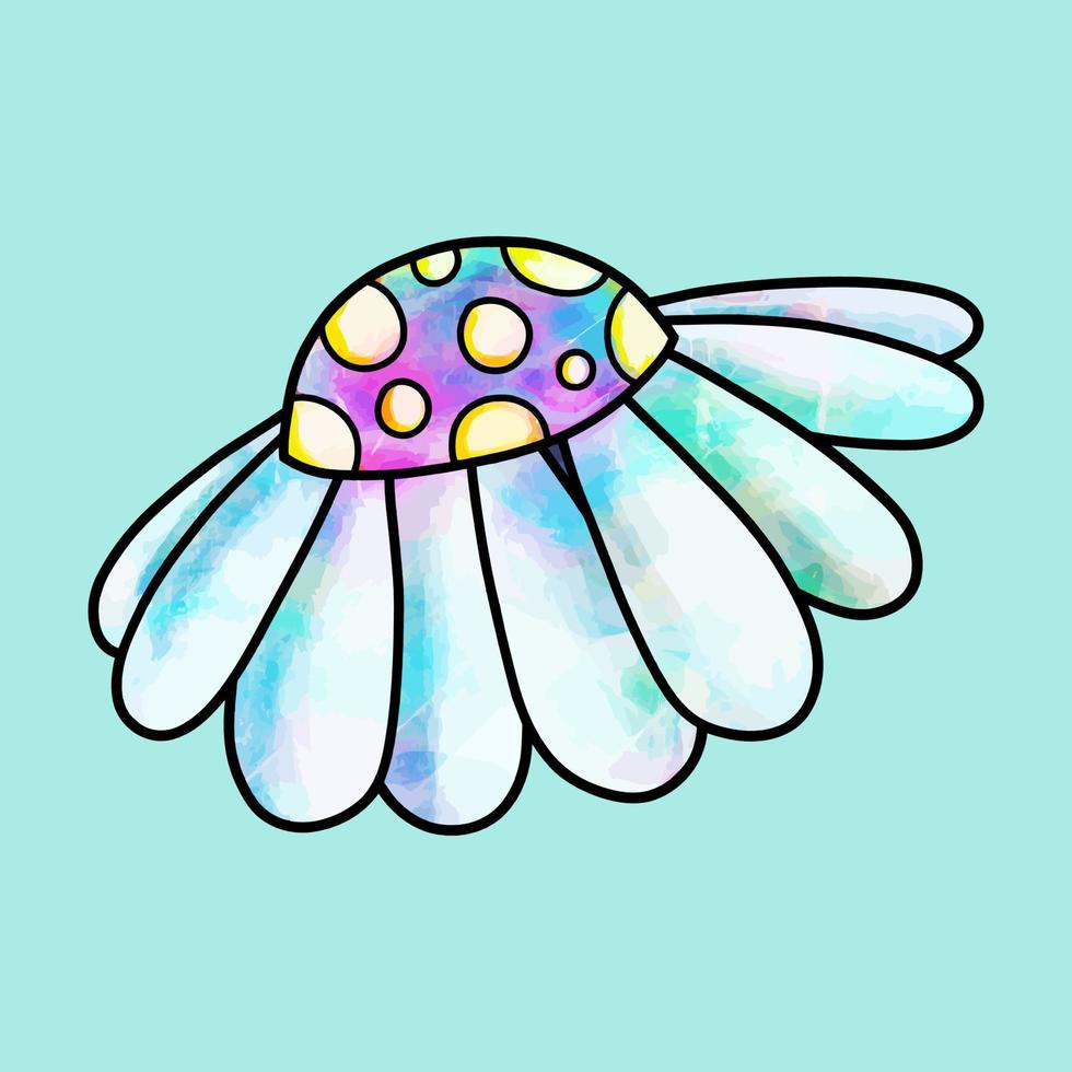 Watercolor Meadow Daisy Flower Doodle vector