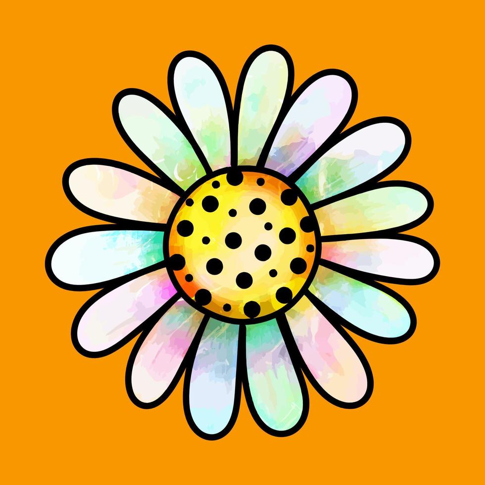 Summer Watercolor Daisy Flower Doodle vector