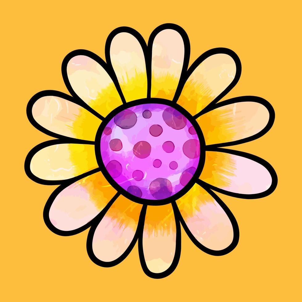 Pale Yellow Watercolor Floral Daisy vector