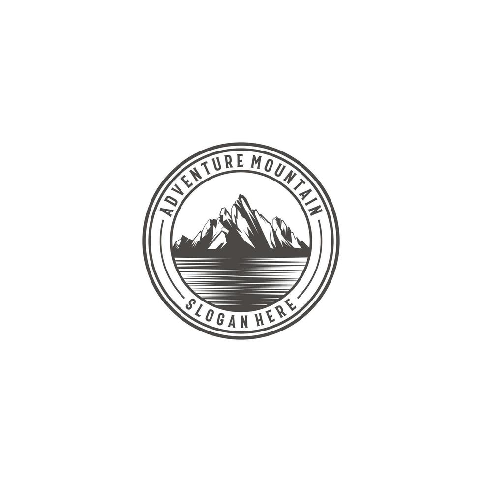 logo for mountain peak adventure on white background vector