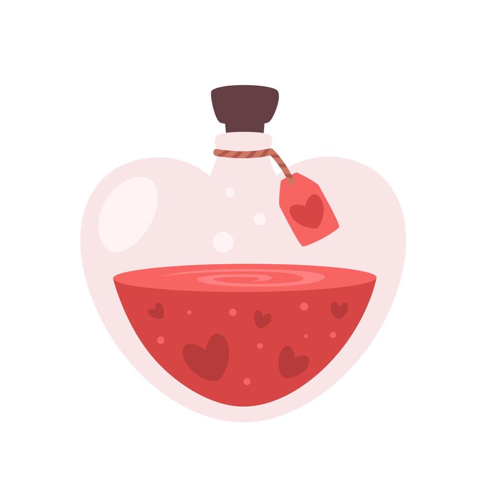 Bottle with love potion or love perfume. Valentines day, love, romantic vector