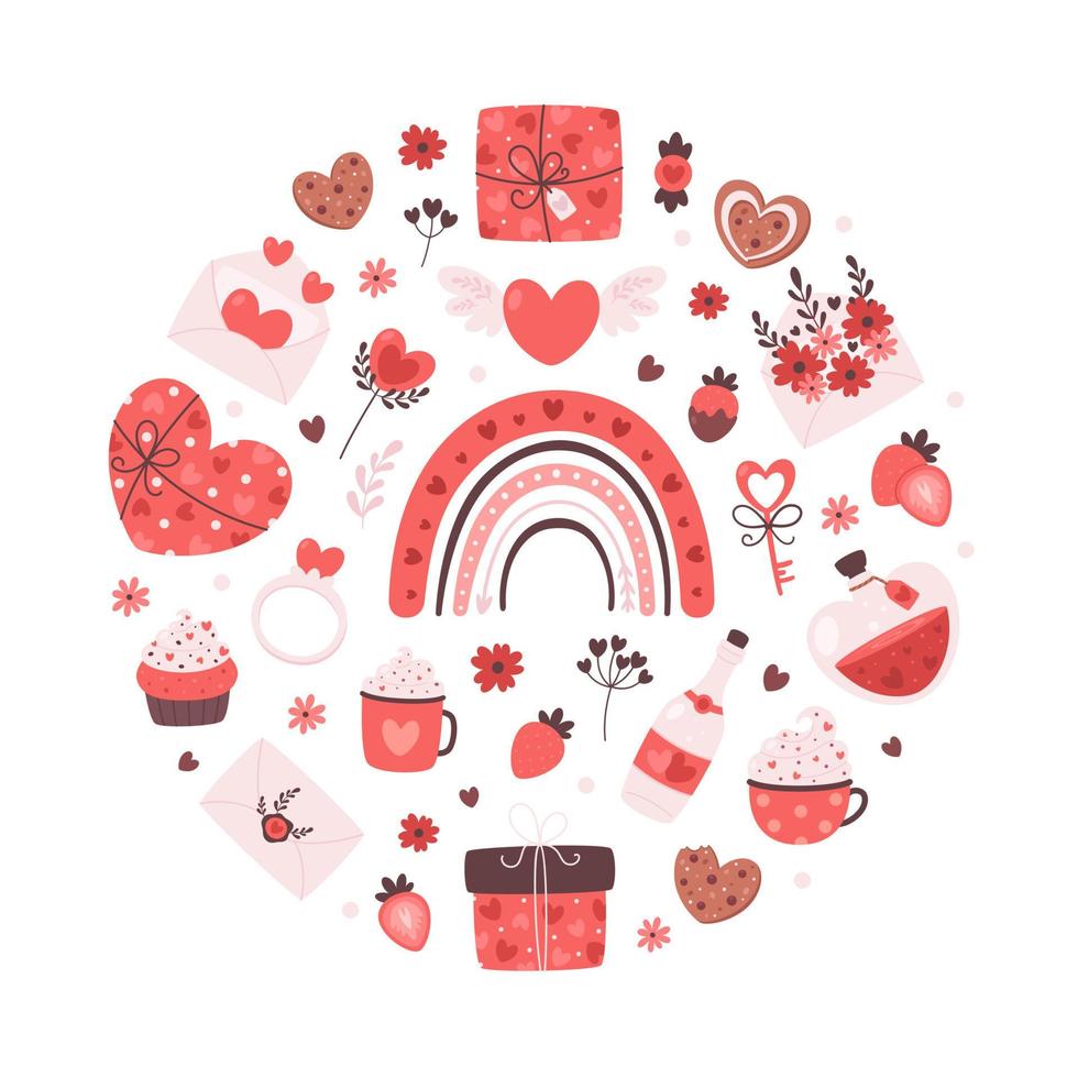 día de san valentín y colección de elementos románticos vector