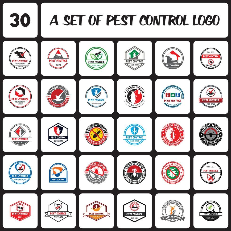 un conjunto de logotipos de control de plagas, un conjunto de logotipos de pesticidas vector