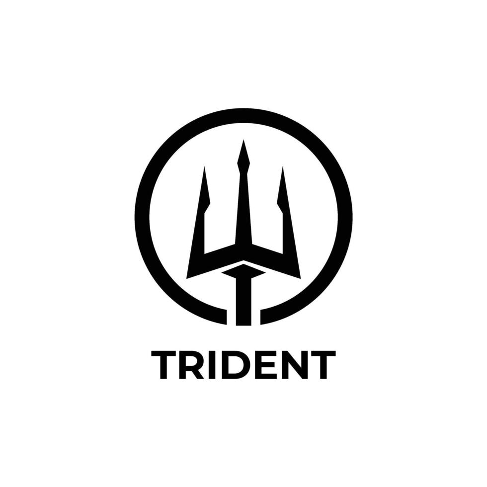 logo template with trident shape inside circle vector