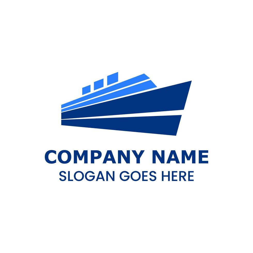 plantilla de logotipo de envío con la forma de un barco compuesto por cuatro lados azules vector